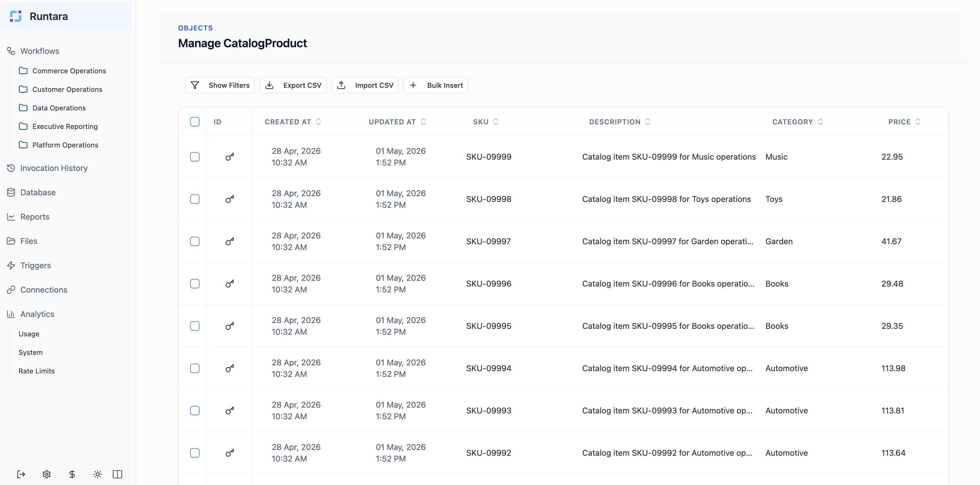 Runtara object model records
