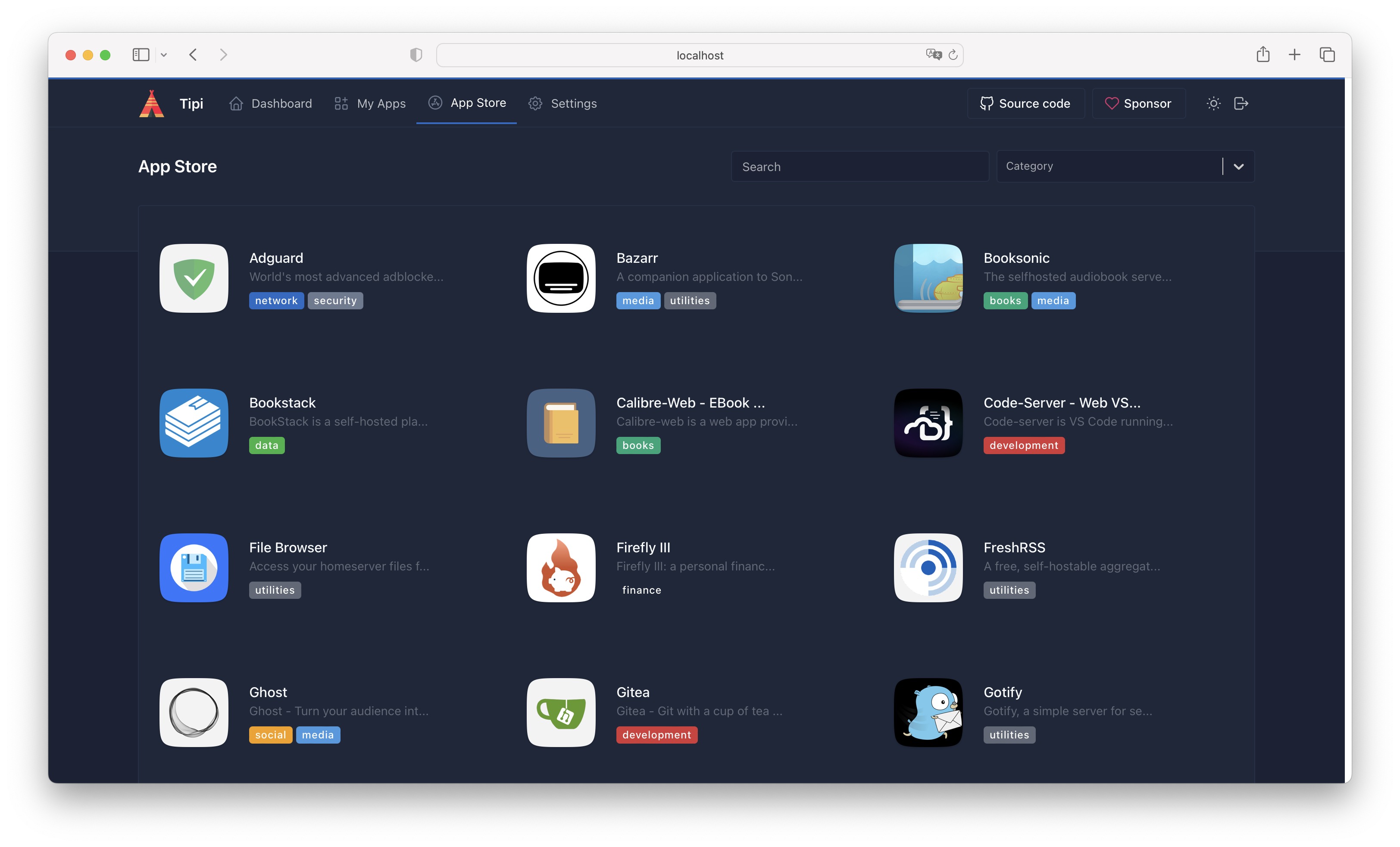 Tipi Dark Mode Dashboard