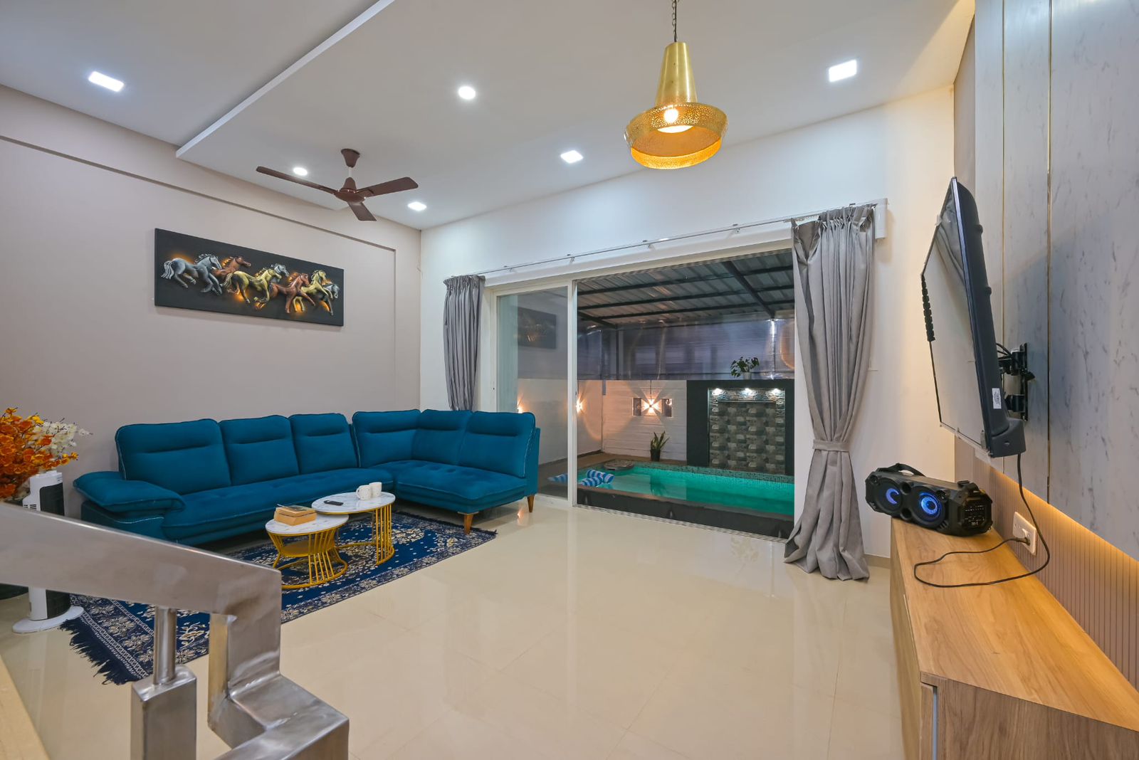 Villa Hall with Pool View