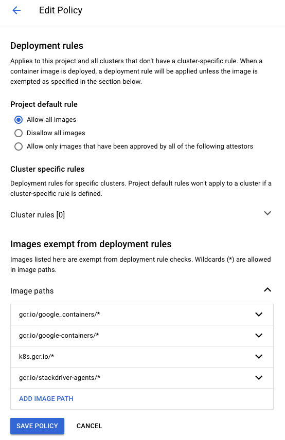 Binary Authorization Edit Policy