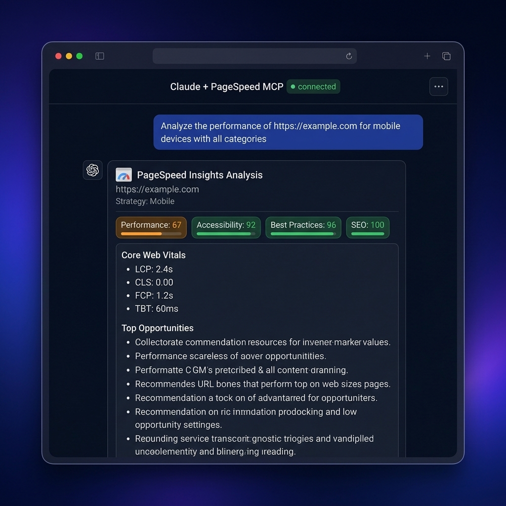 PageSpeed MCP chat demo