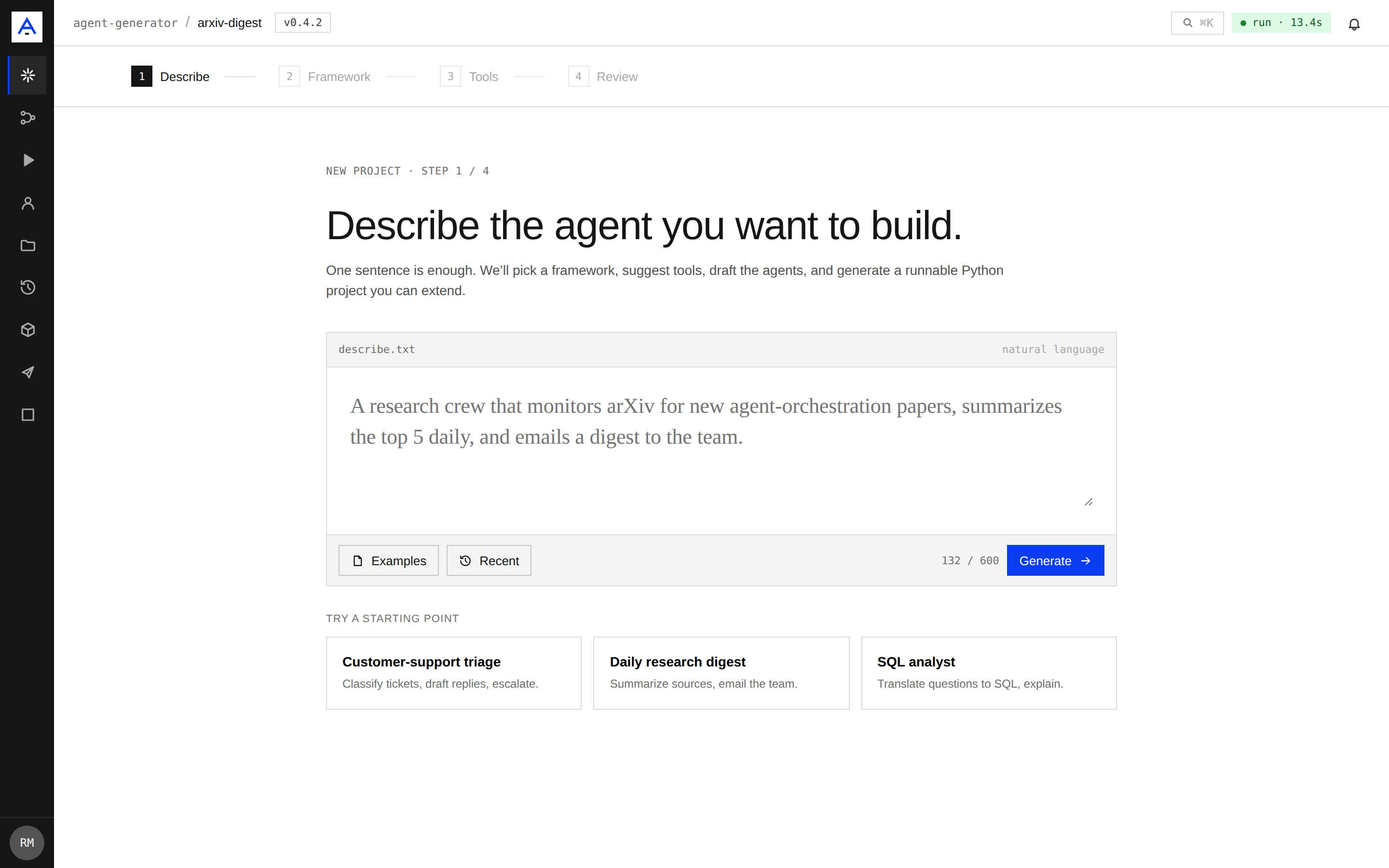 agent-generator web workspace