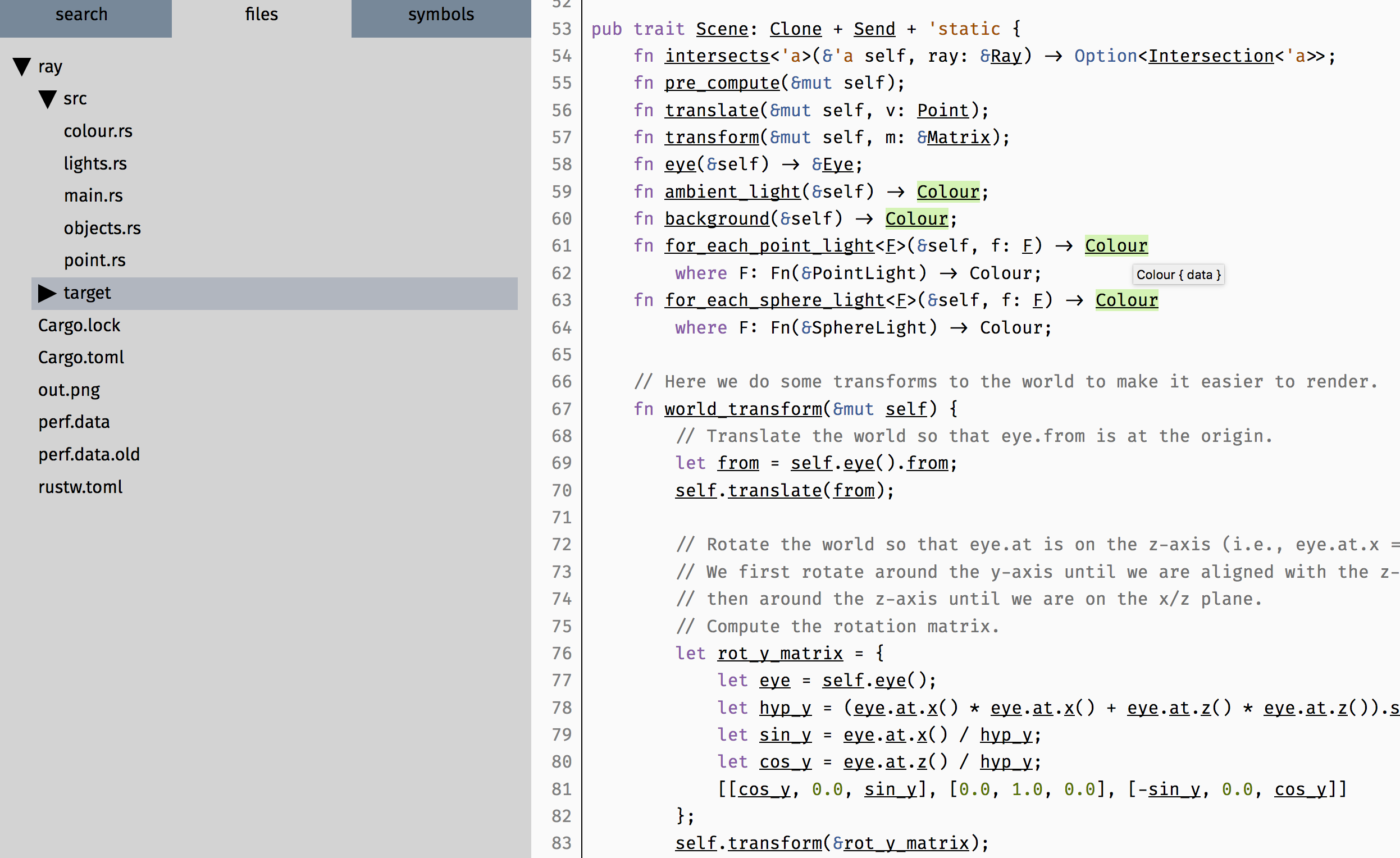 cargo src screenshot - source view