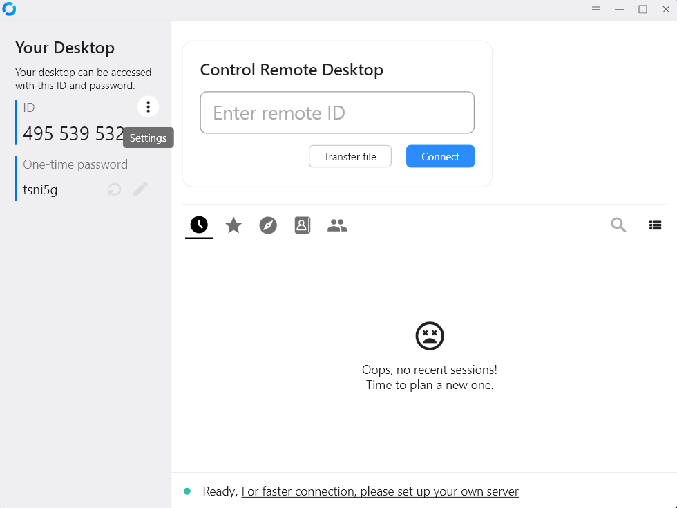 Menu RustDesk Réseau