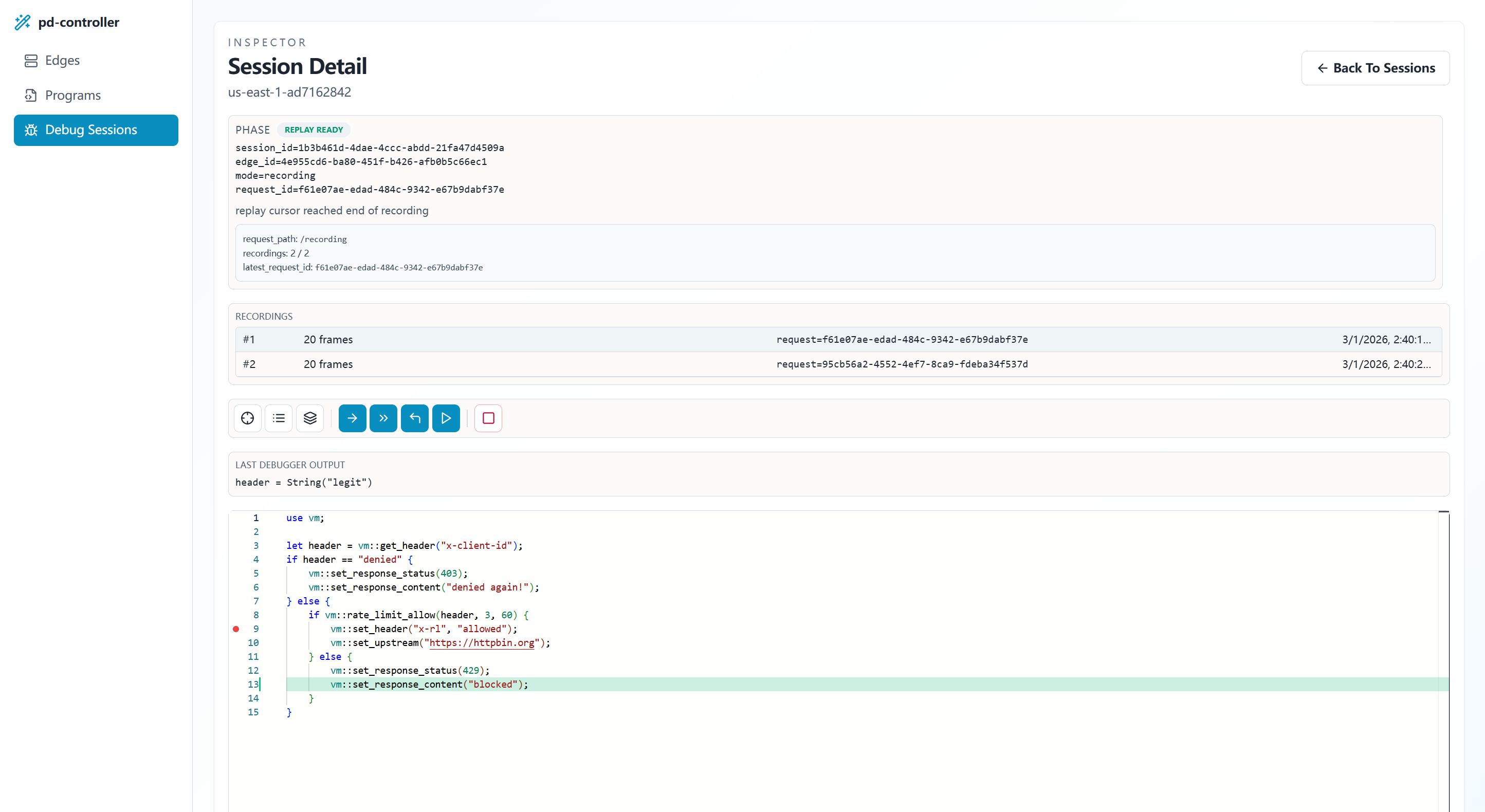 pd-controller debugger