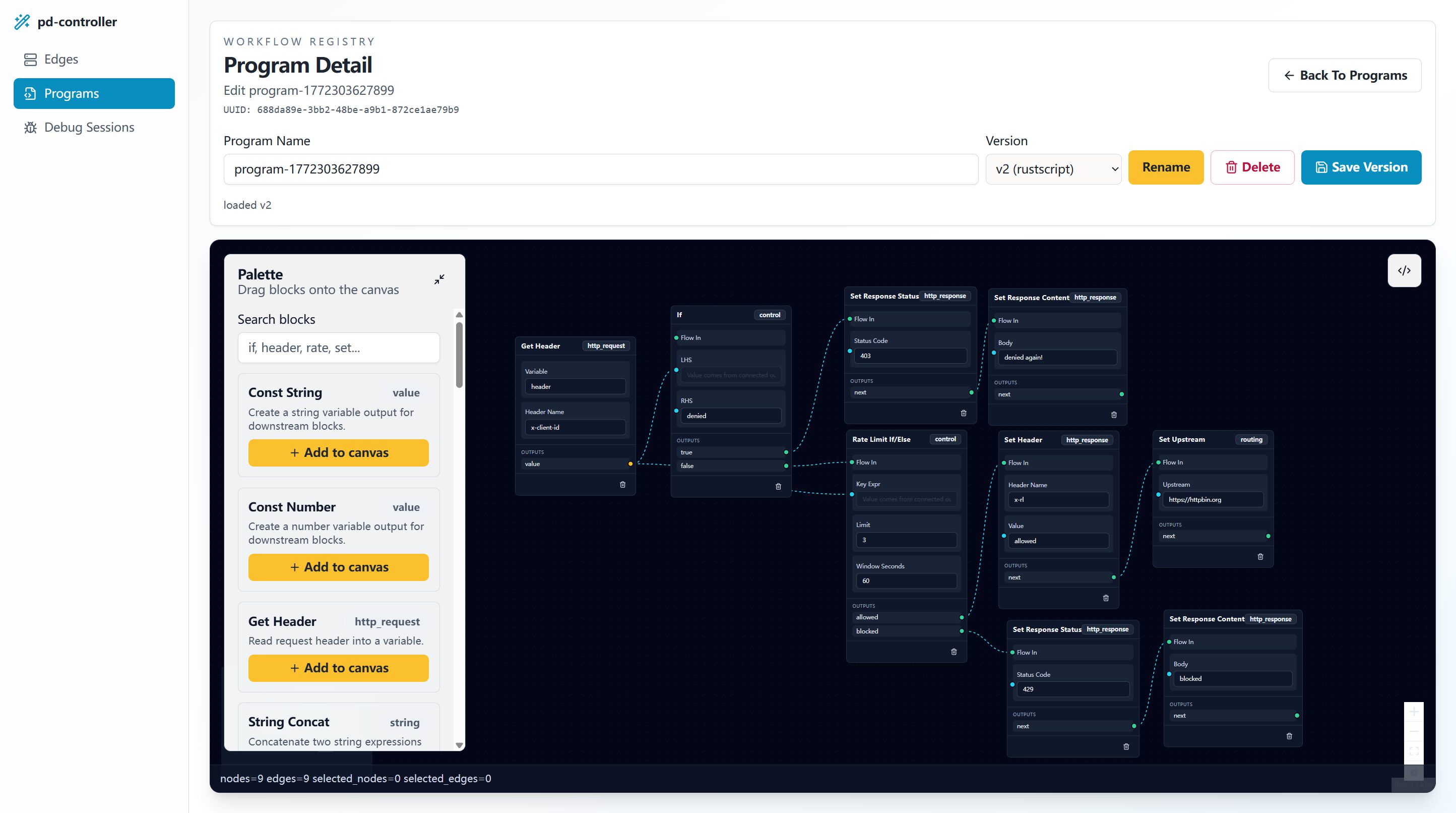 pd-controller program management