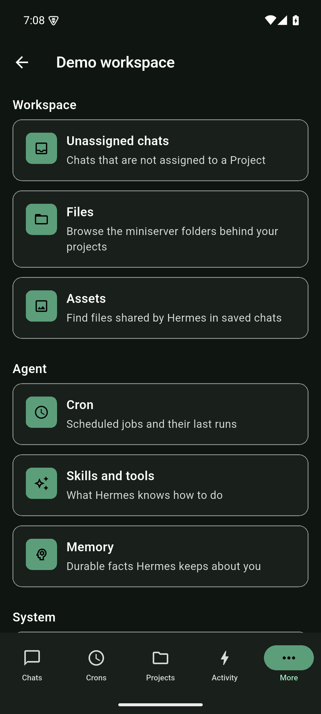 More in the Green · dark theme