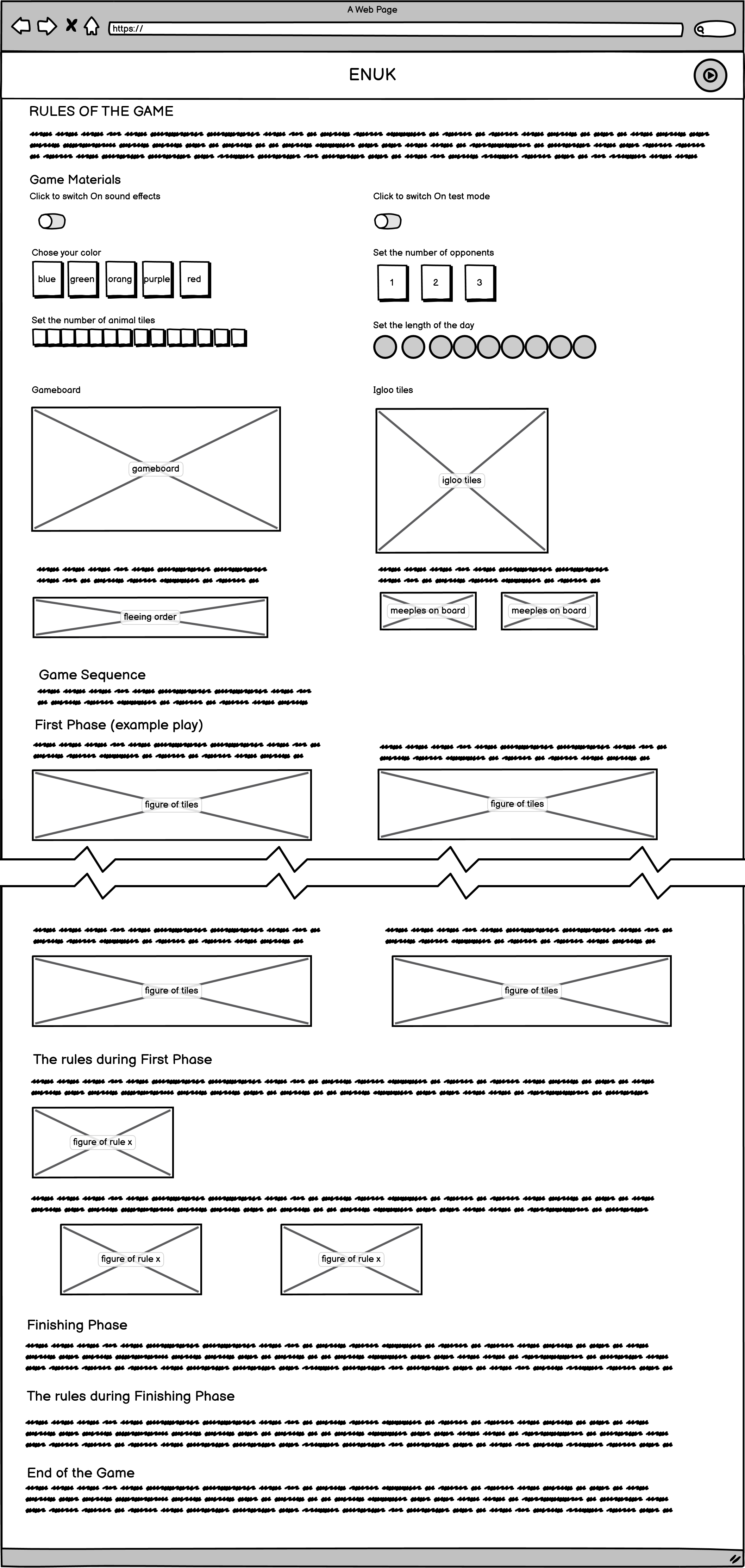 Wireframe-Rules page