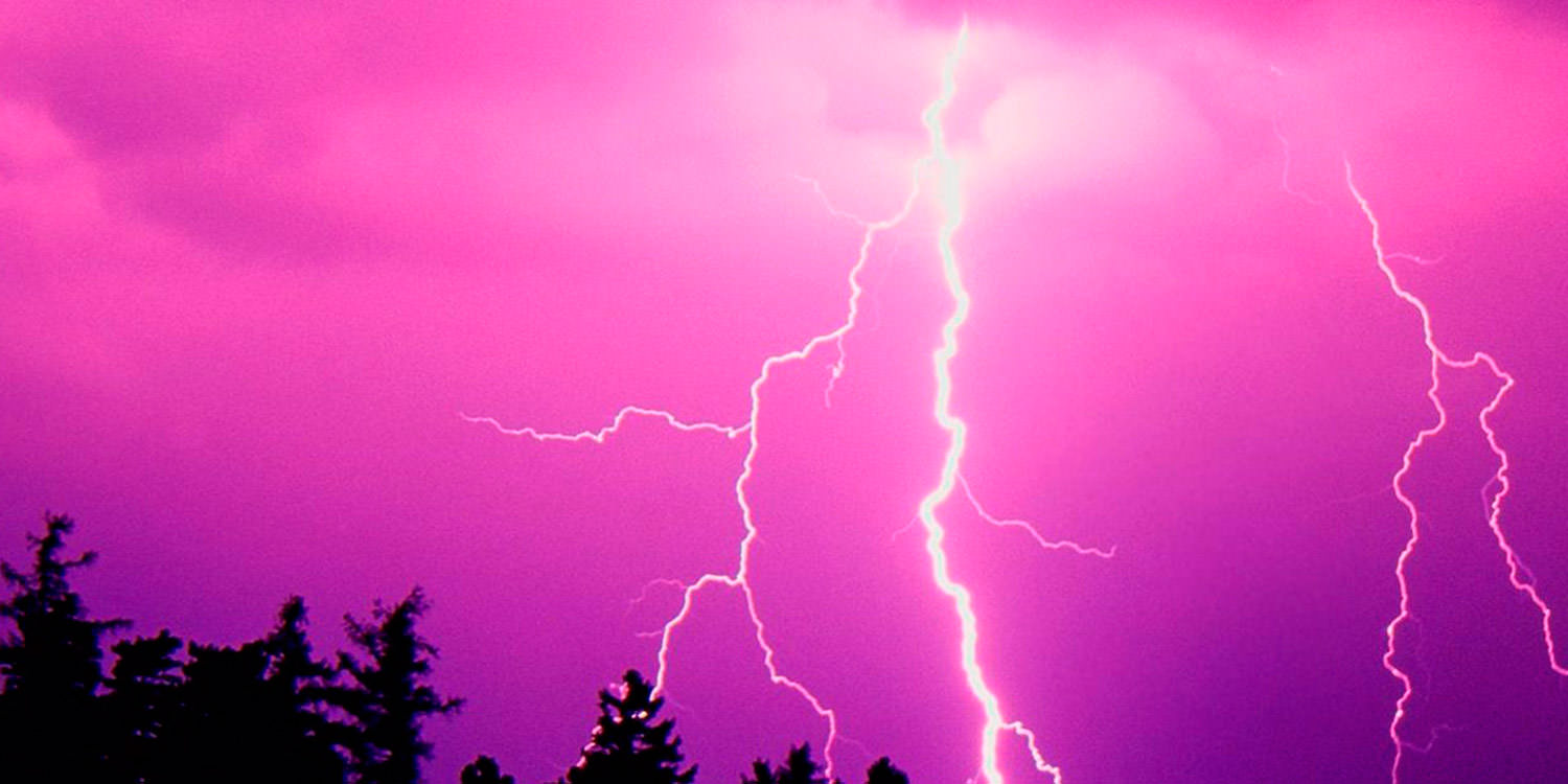 Purple sky with lightning