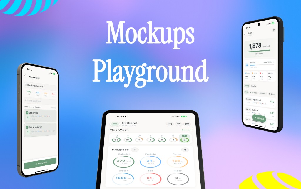 Mockups Playground with iPhone, iPad, and Pixel devices