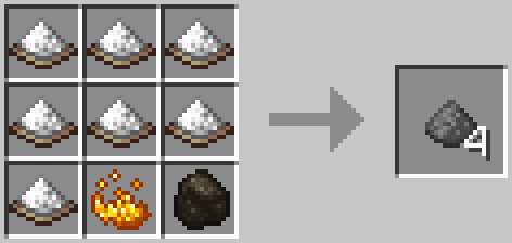 7 salt peter, 1 blaze powder, 1 charcoal makes 4 gunpowder