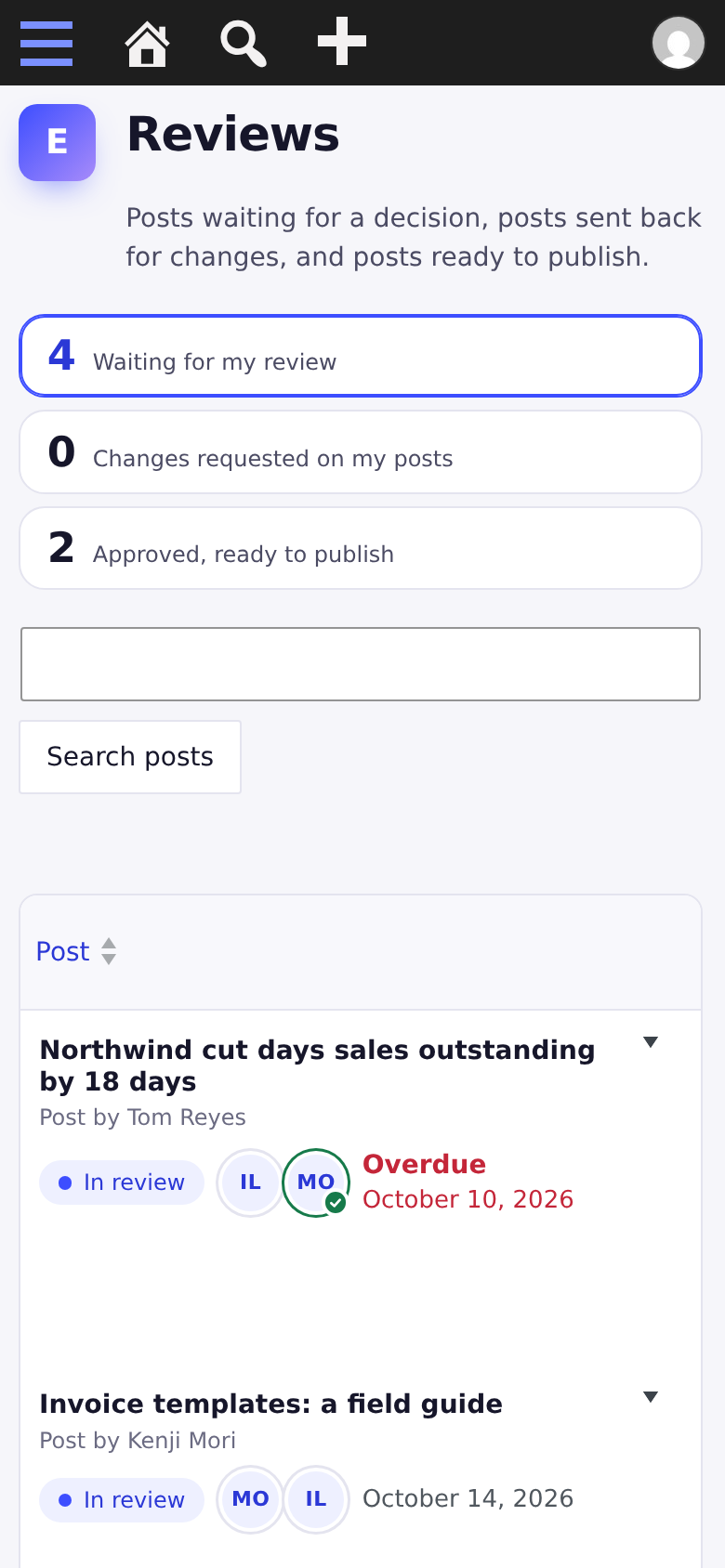 The review queue on a phone
