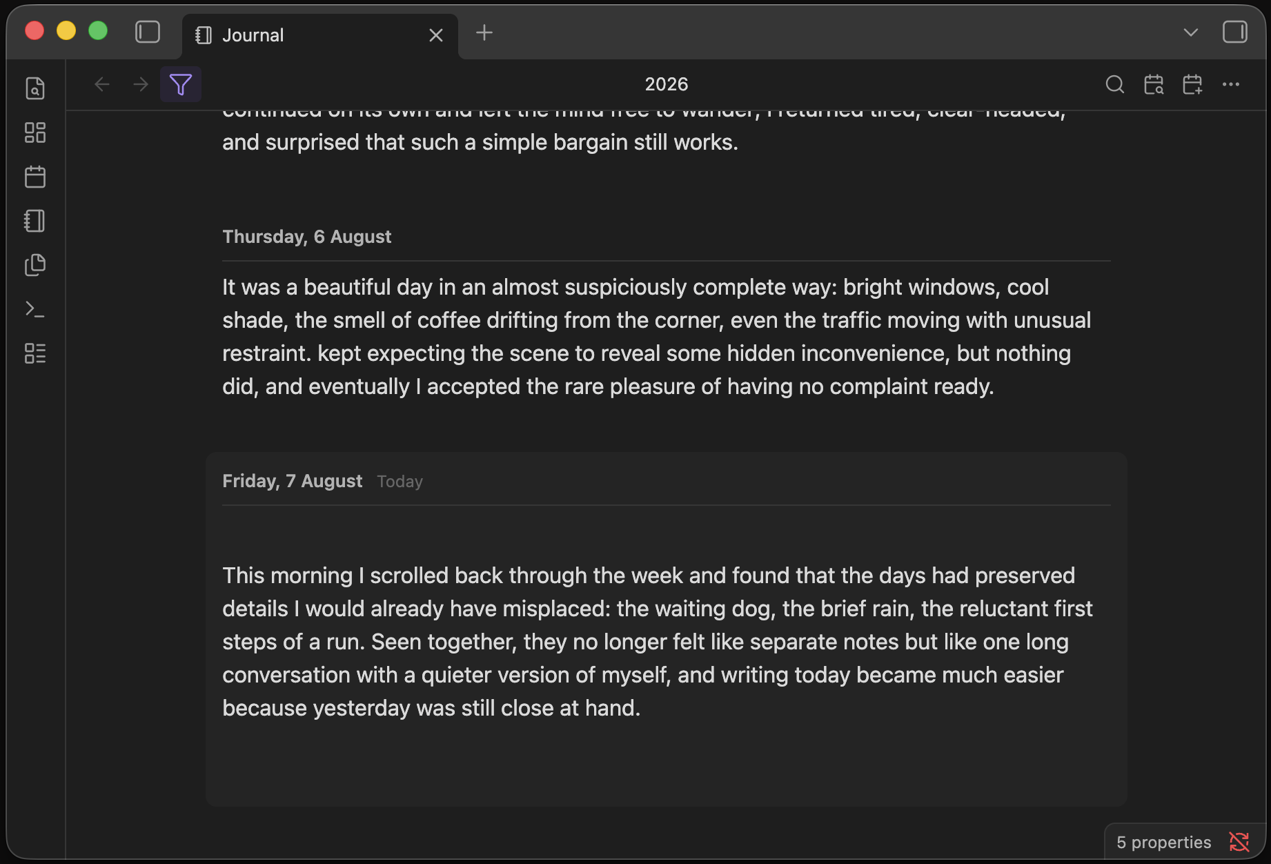 Journal View screenshot — Journal View open in Obsidian