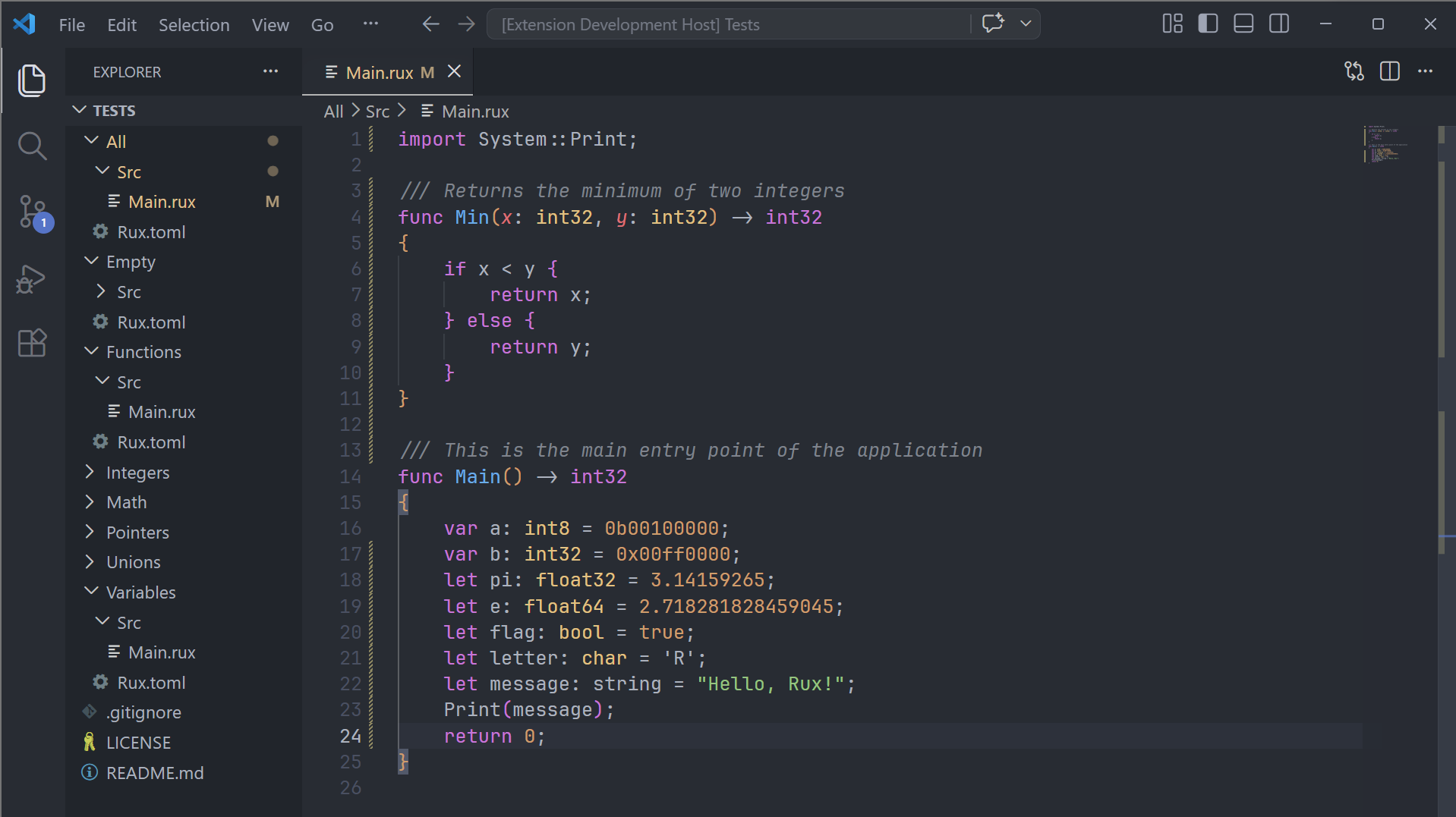 Rux syntax highlighting preview