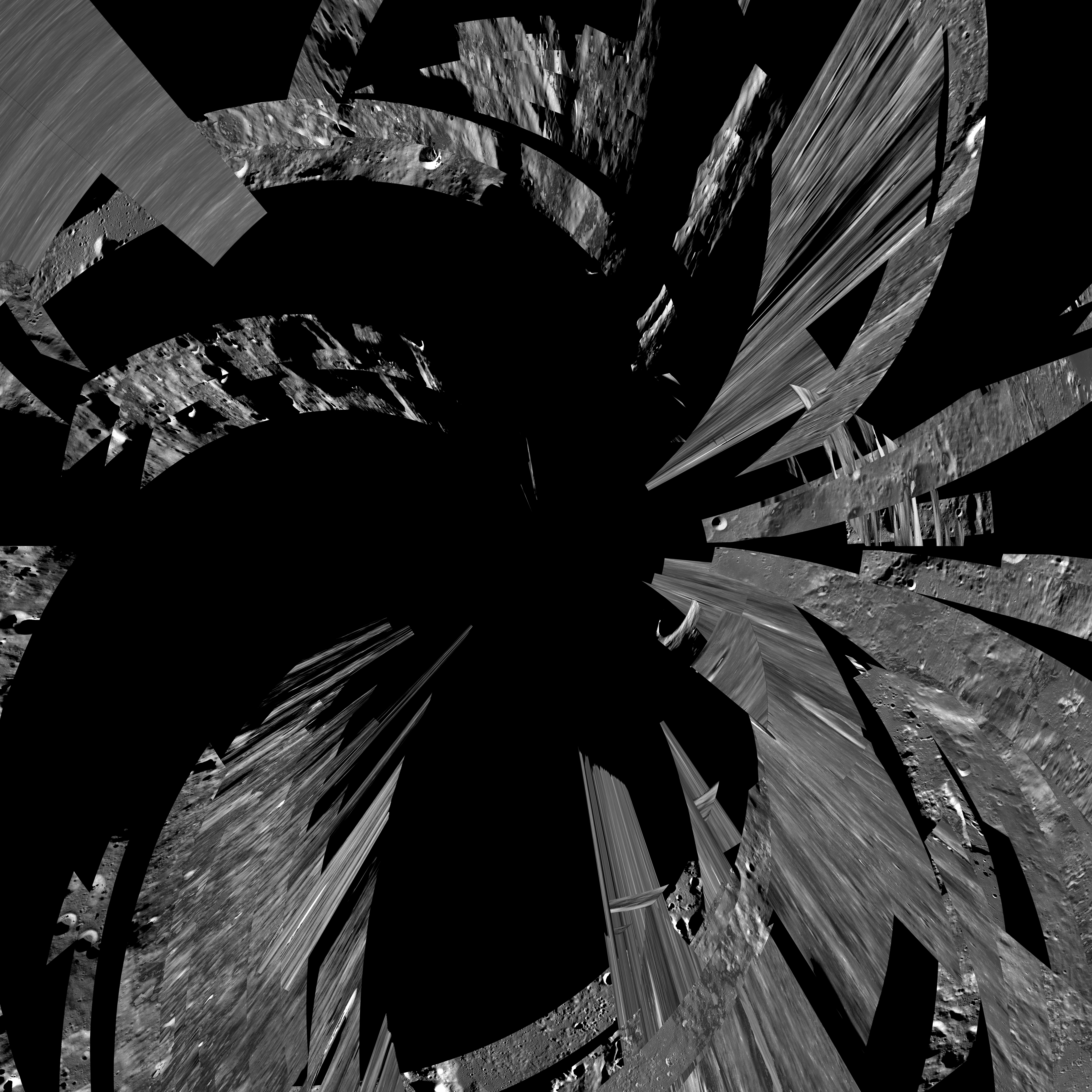 Figure shows the stereo projection for the polar images of the moon