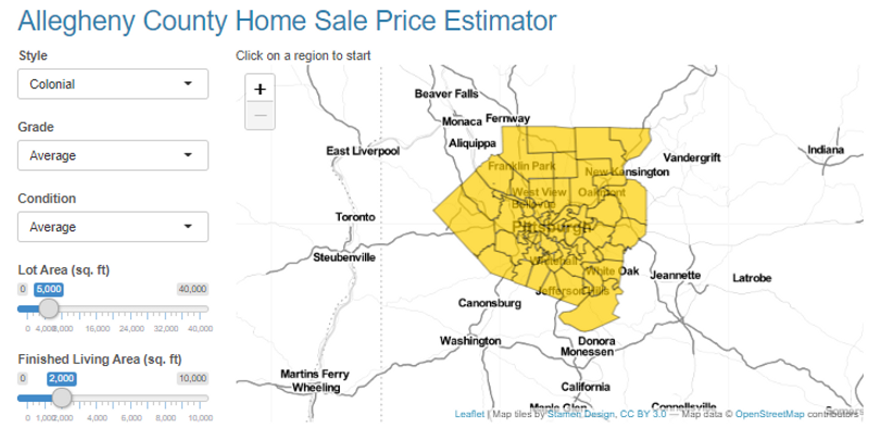 Pittsburgh house sale prices dashboard