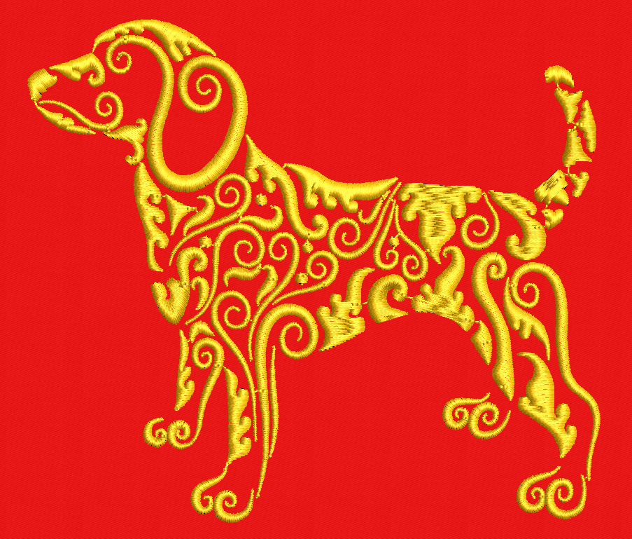 Dog free embroidery design