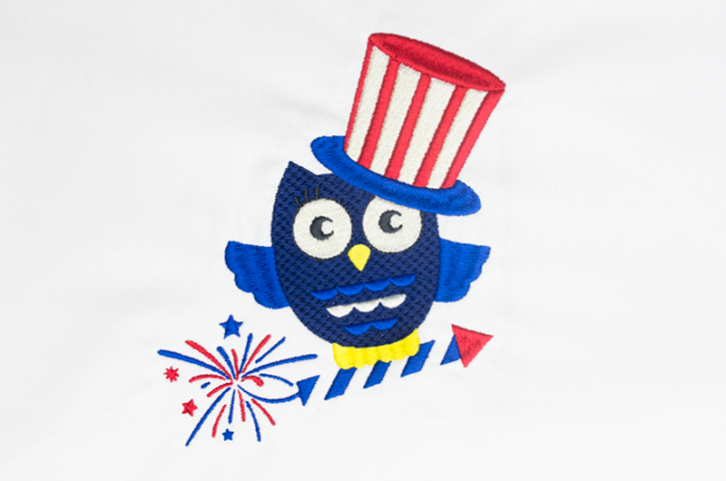 4th of July Owl free embroidery design