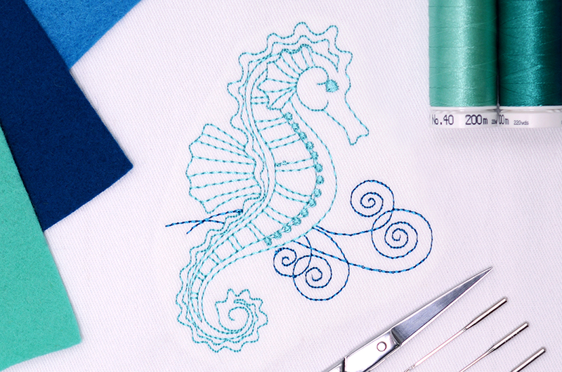 Redwork Seahorse free embroidery design