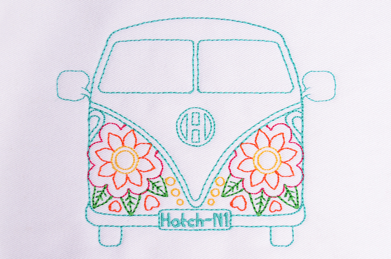 Hippy Campervan free embroidery design