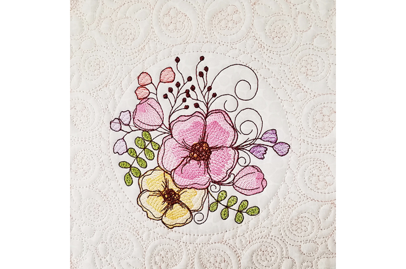 Hibiscus Quilt Block free embroidery design