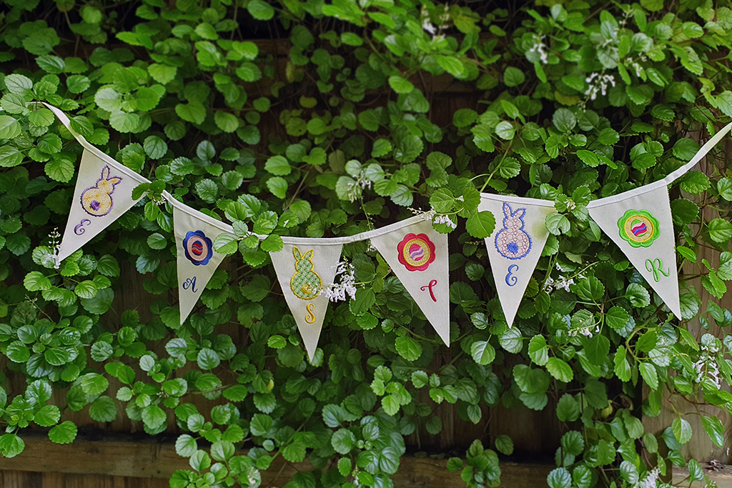 Easter Bunting free embroidery design