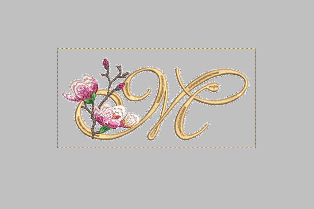 Magnolia Monogram free embroidery design