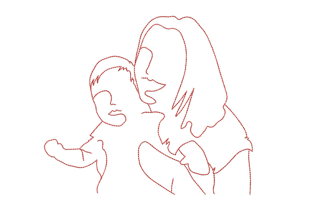 Linework Mother and Child free embroidery design