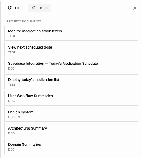 Project documents: FILES and DOCS tabs