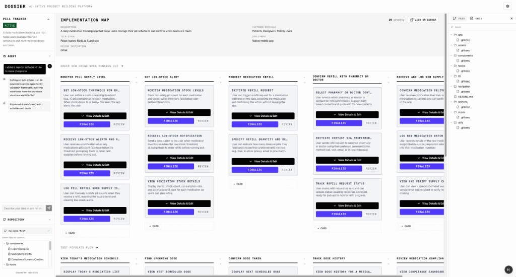 Implementation map: workflows and feature cards