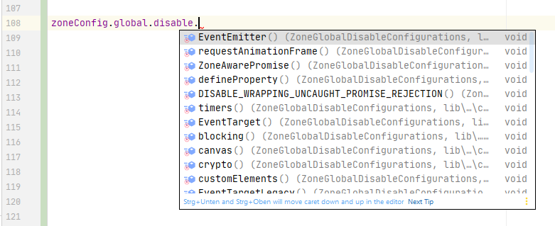 IDE autocomplete for zoneConfig