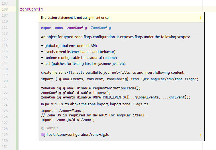 IDE documentation for zoneConfig