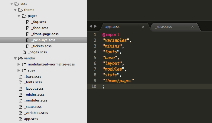 SMACSS SCSS folder structure