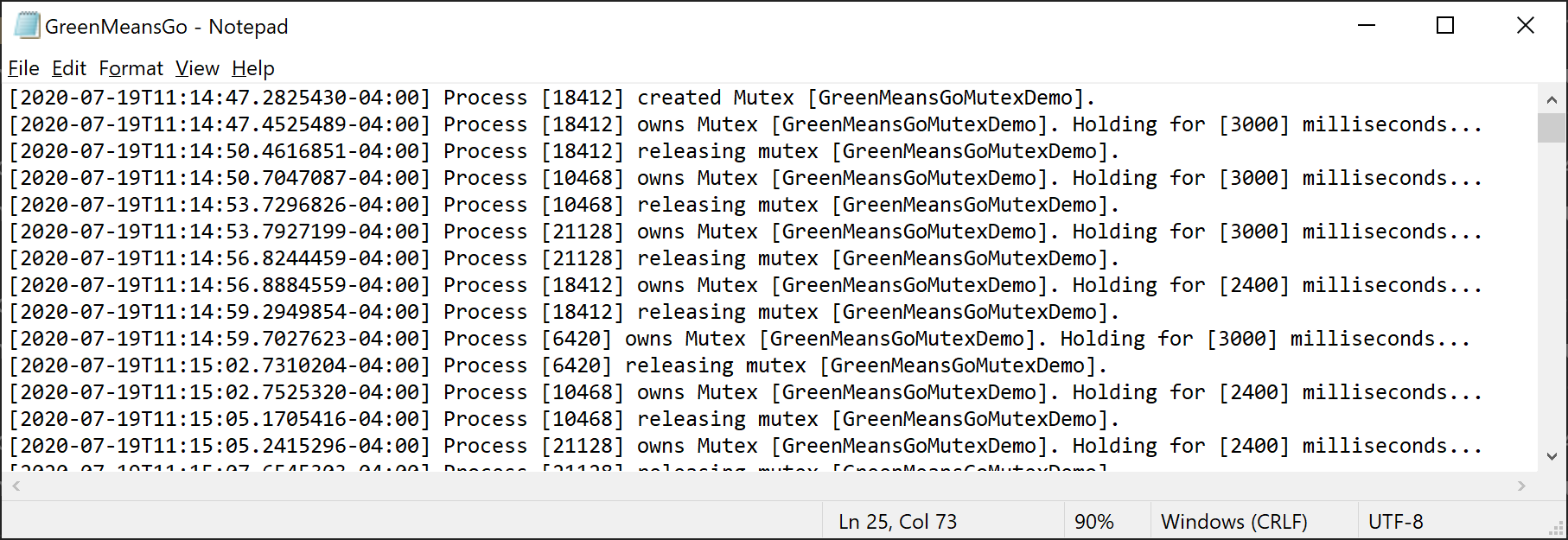Green Means Go Mutex Demo Log File