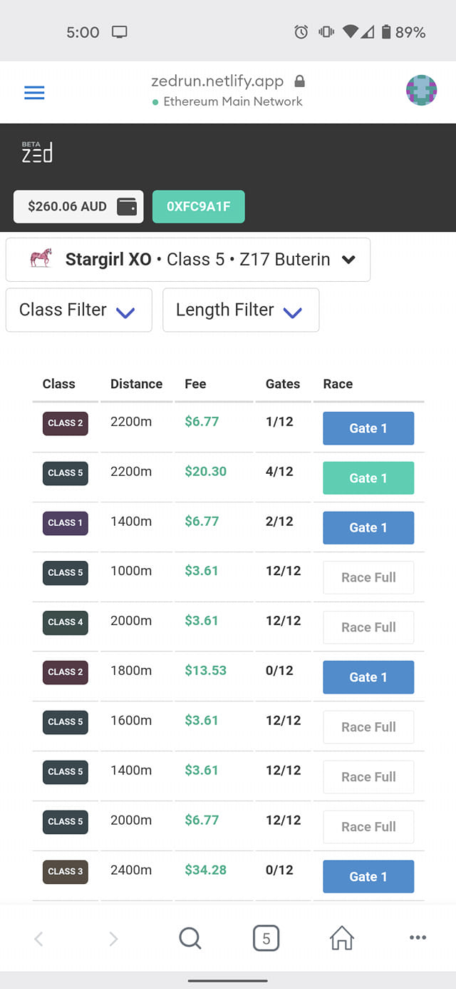 ZED Run Race Tool