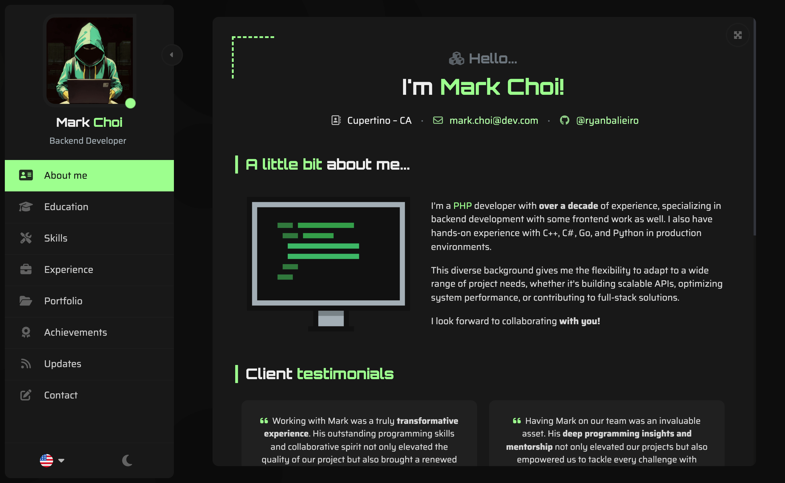 react-portfolio-template 网站模板截图