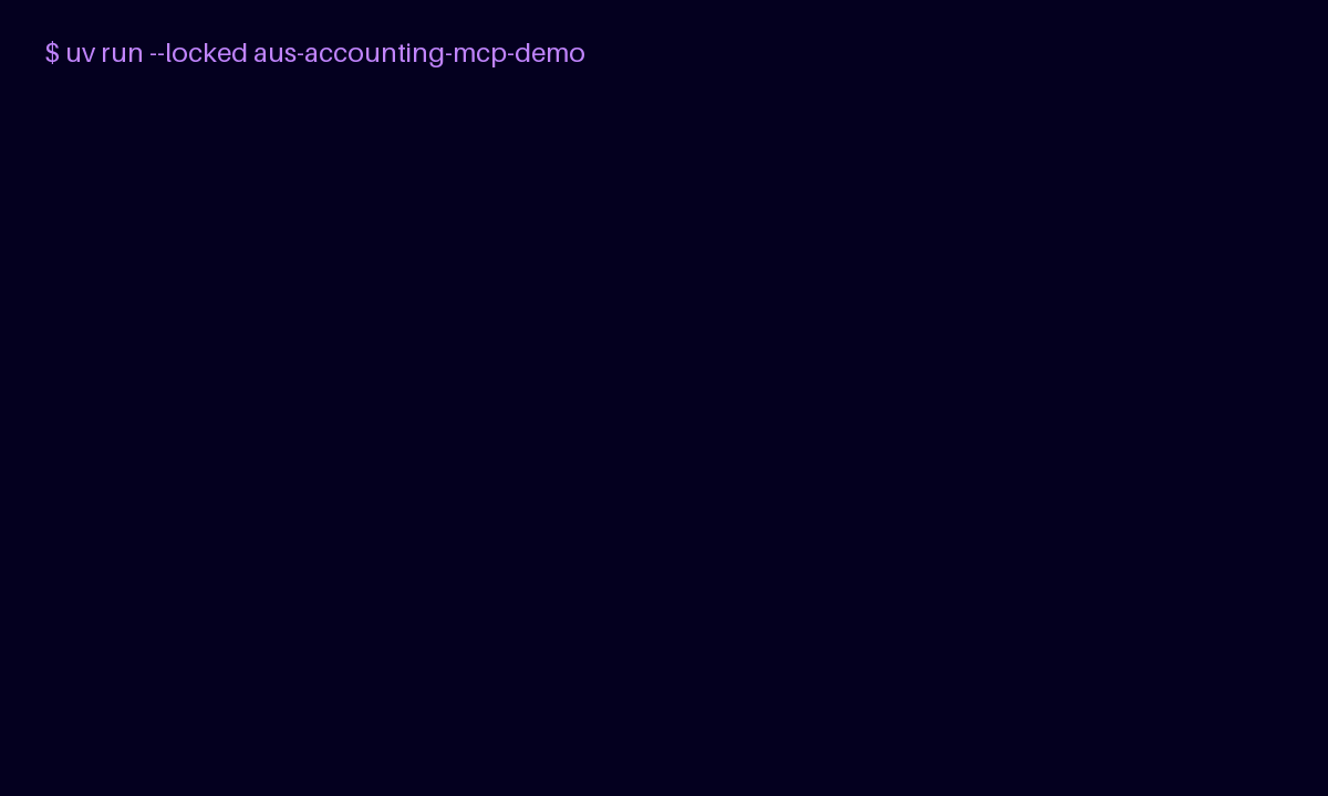 Animated terminal proof of synthetic BAS output and Division 7A refusal