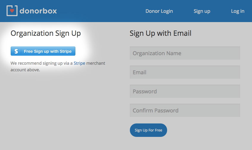 DonorBox SignUp