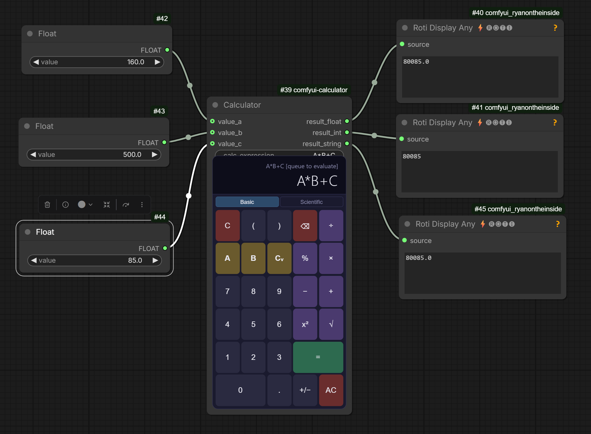 Calculator in a workflow
