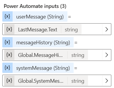 Power Automate inputs