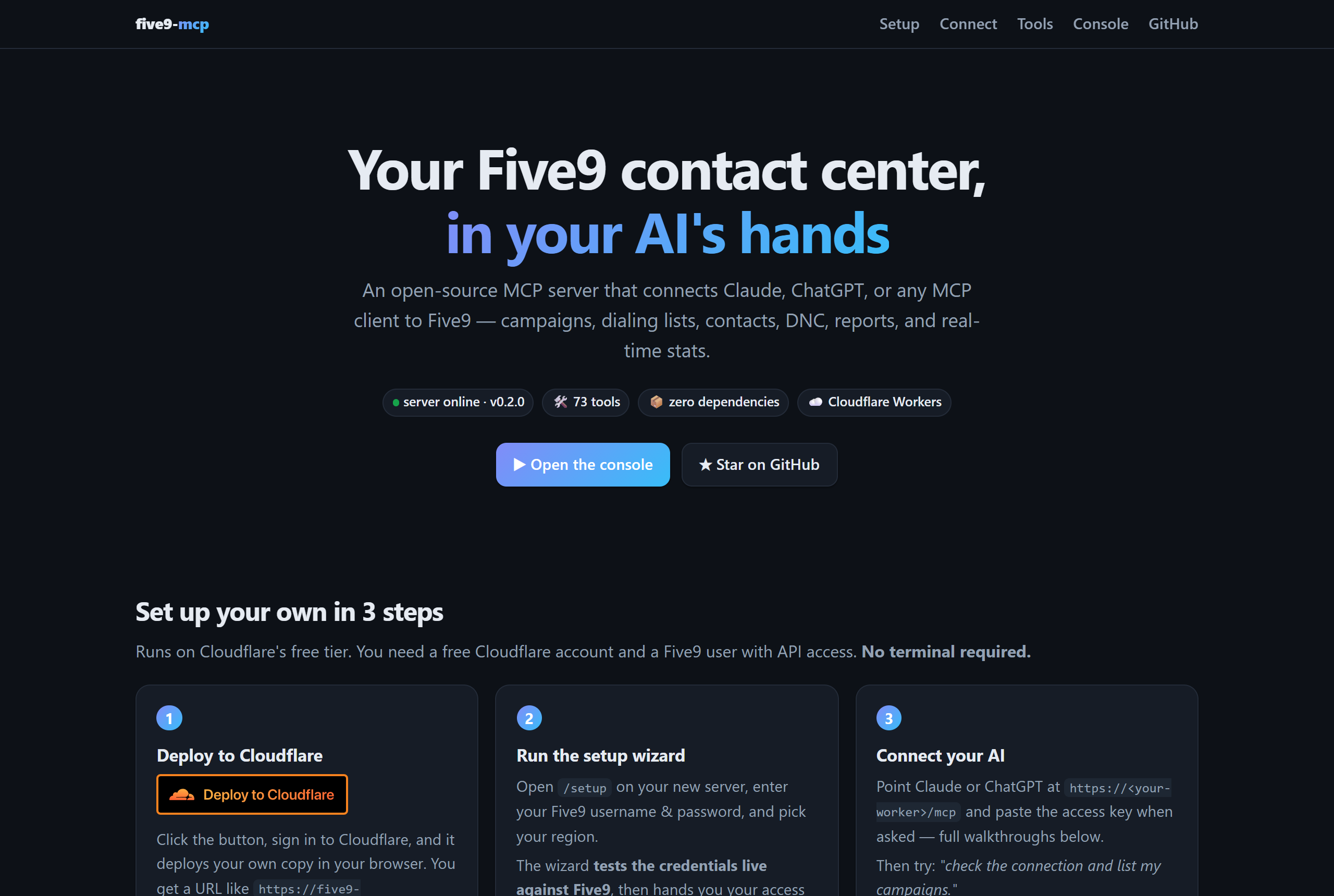five9-mcp landing page