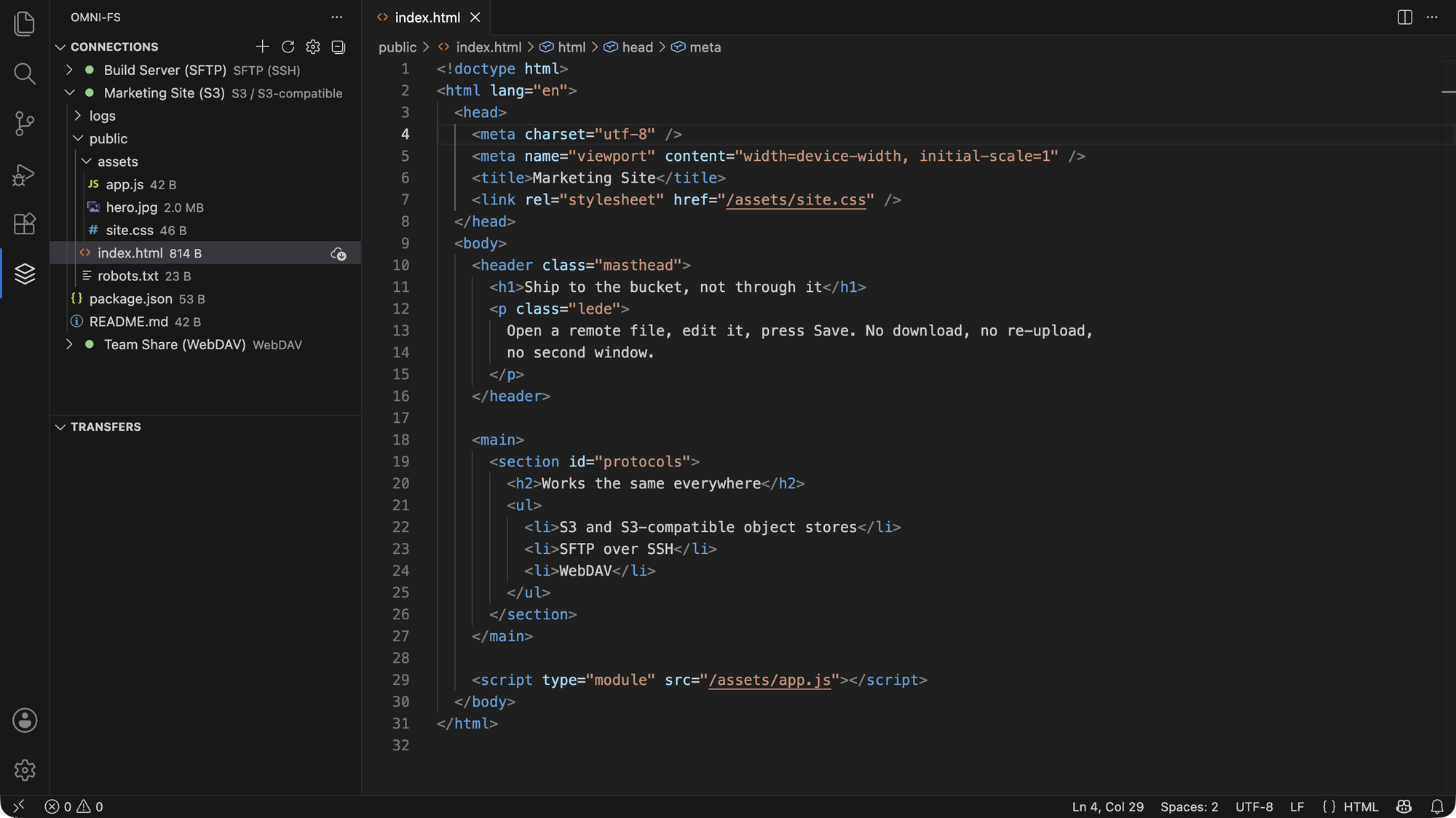 Browsing an S3 bucket and editing a remote file in a normal VS Code editor