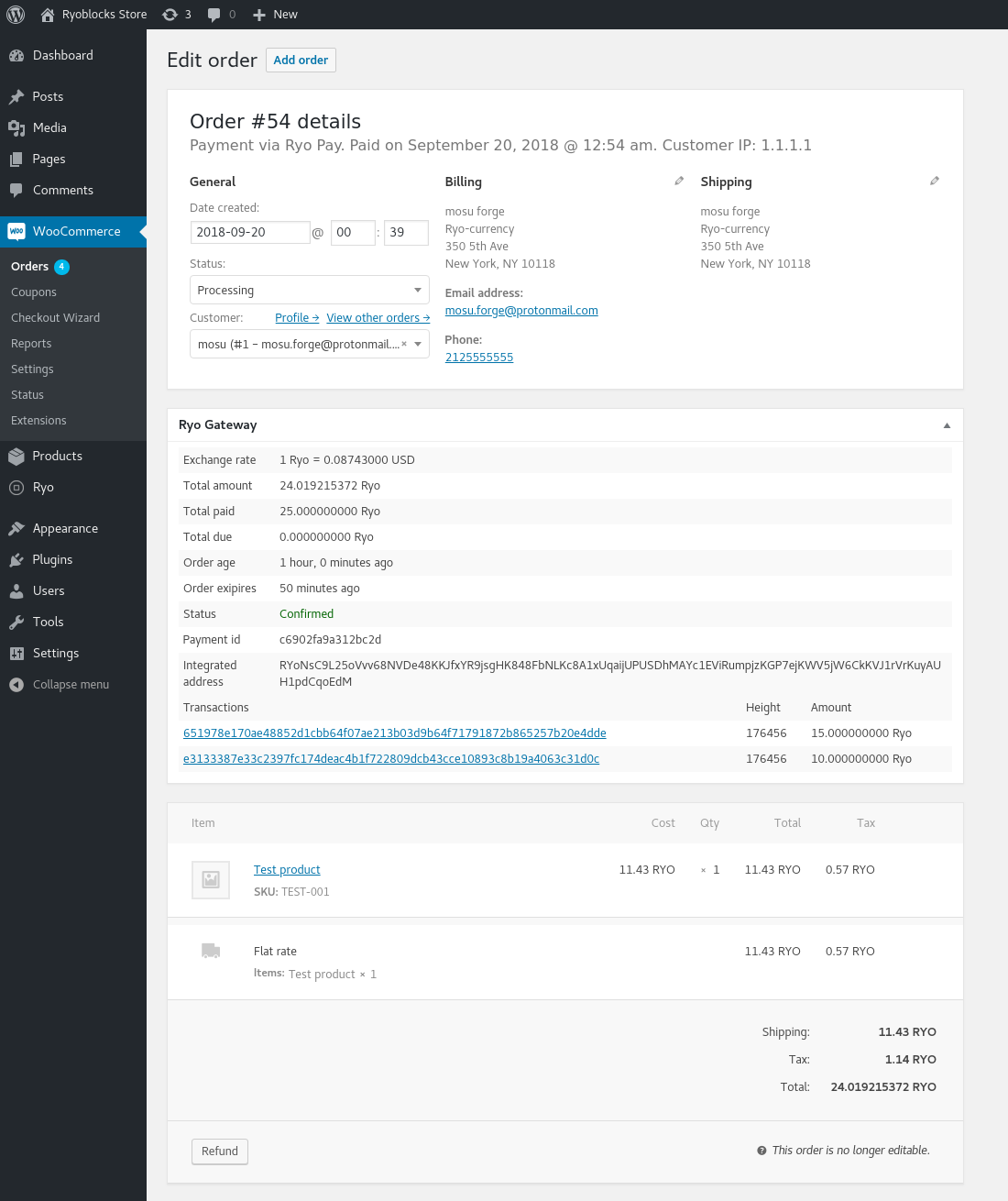 Ryo Payments Admin Order Page Ryo Payments Admin Order Page