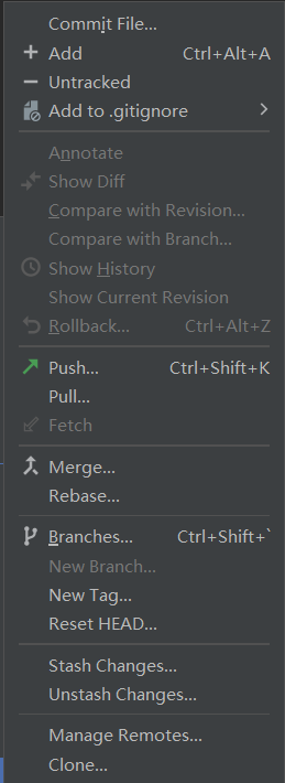 context menu