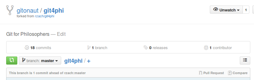 GitHub fork view