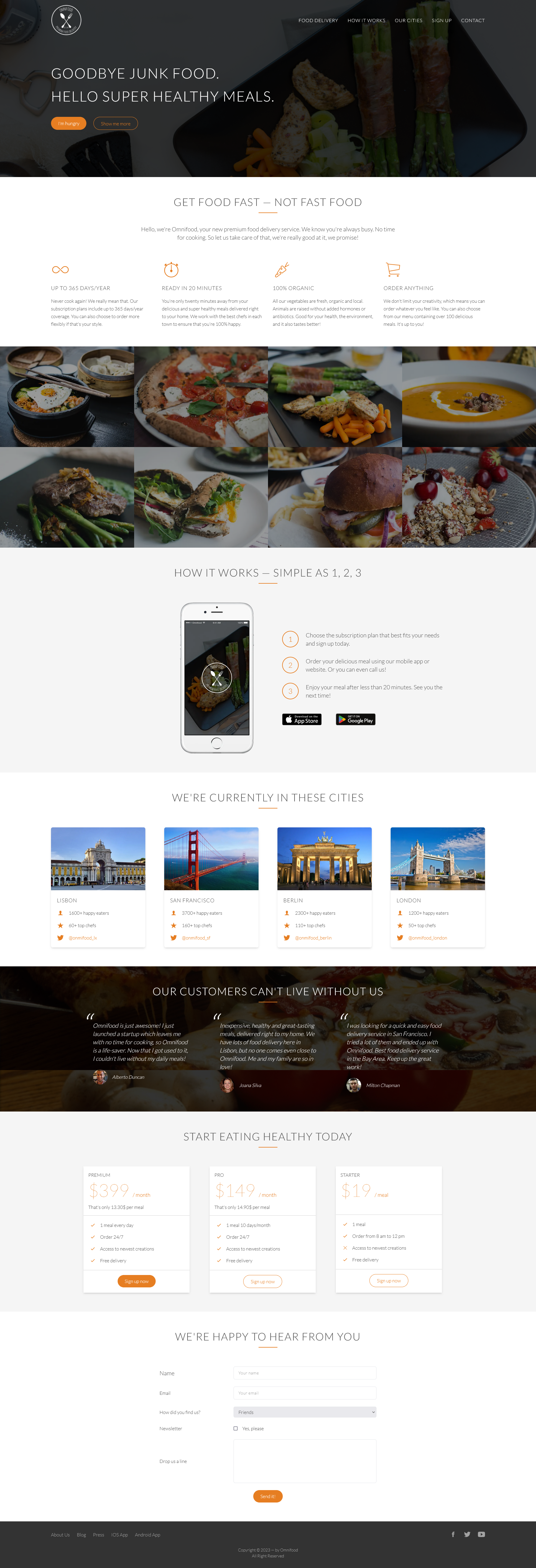 Design preview for the Omnifood Website