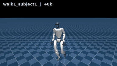Simulation · G1 walking with the RTX 5080 reproduction policy