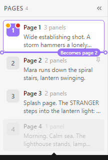 Drop line in the pages list