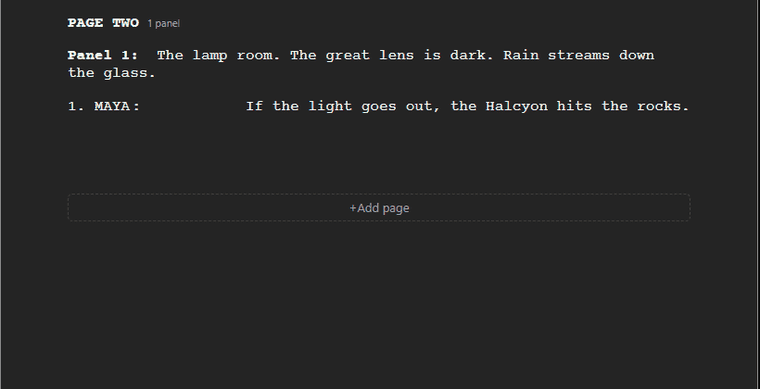 Adding a line of dialogue, then bolding and highlighting words