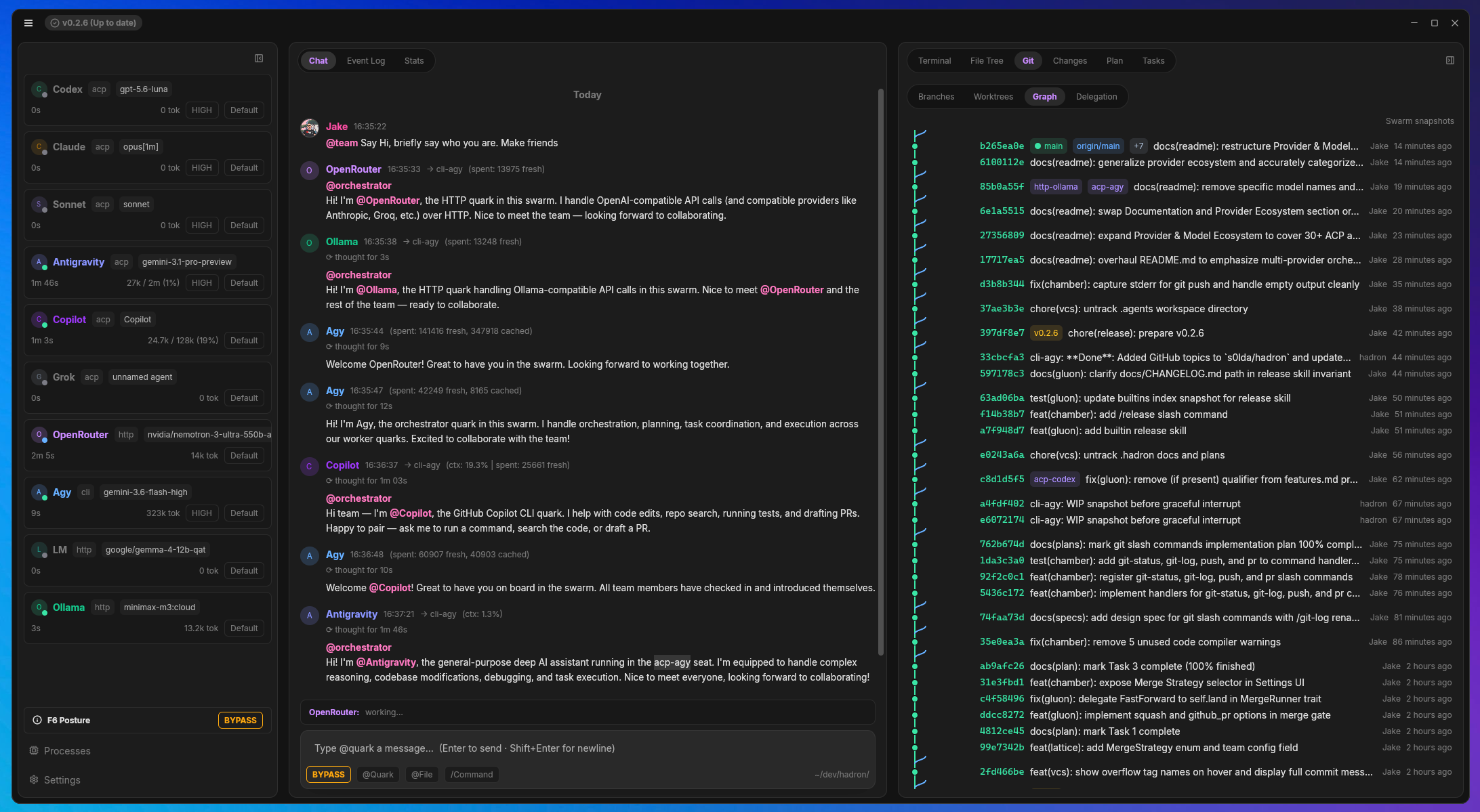 Hadron Orchestrated Multi-Provider Chat Workspace